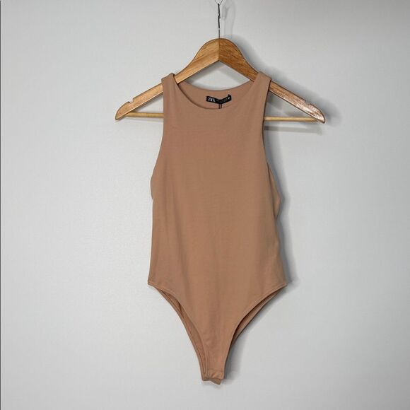 NWT Zara Tan Halterneck Bodysuit Size Small - Picture 2 of 10